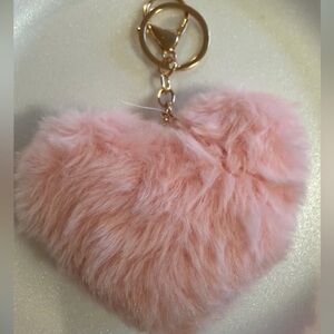 Pink Fluffy Heart Keychain